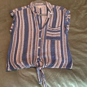Cap sleeve striped tie top